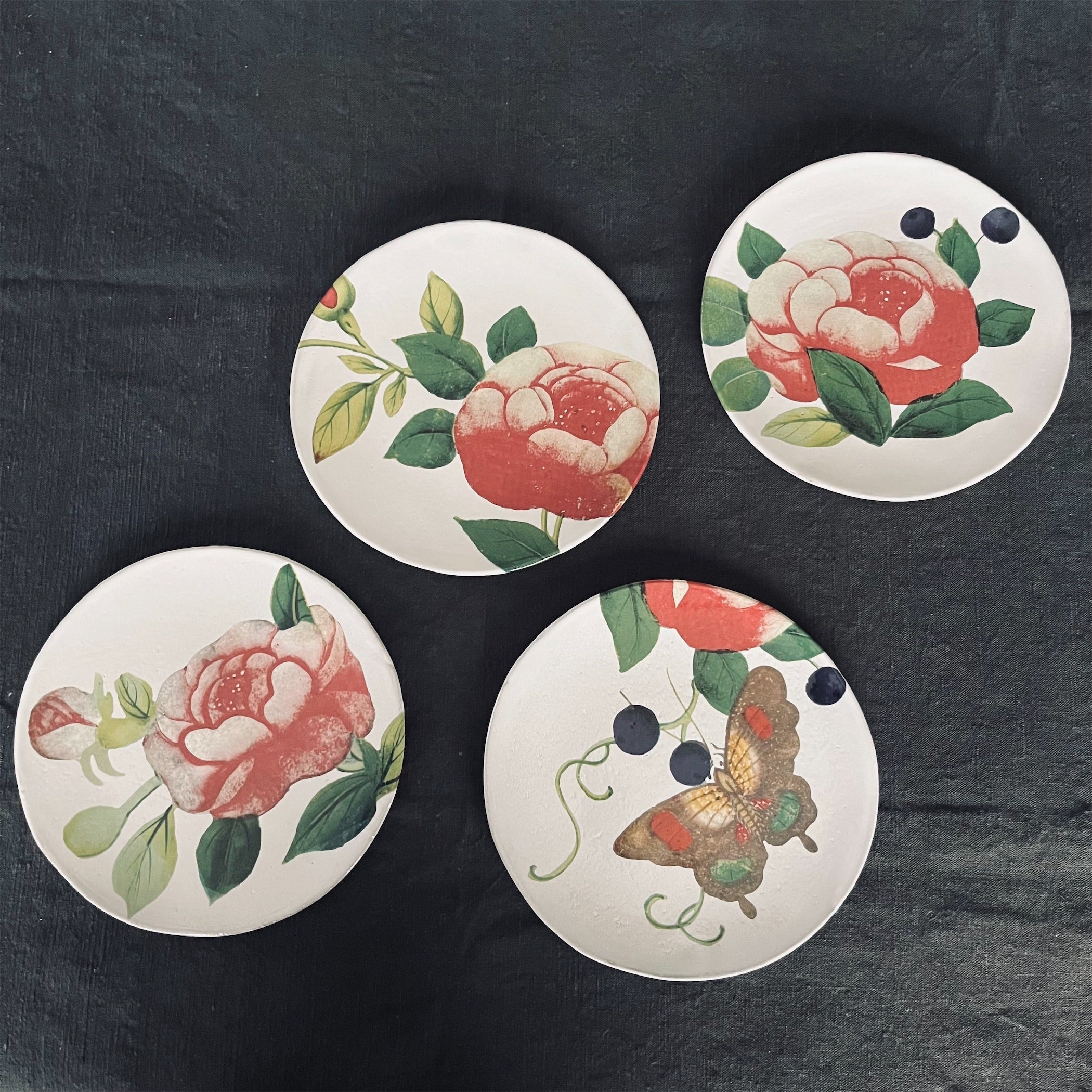 Astier de Villatte】18th c Fan / Gentle Rose プレート | フィール