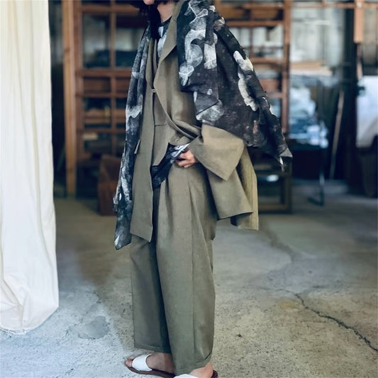 【ohta】khaki pleats pants pt-48K