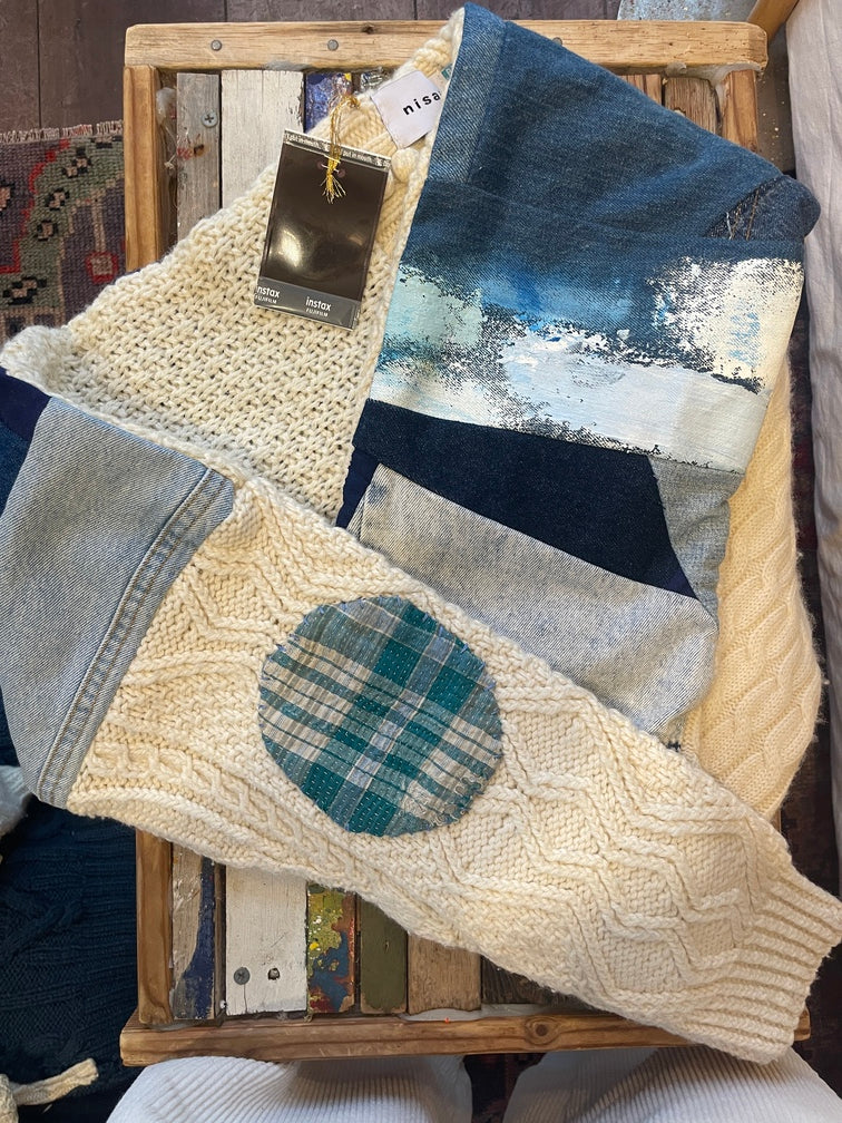 【nisai】デニムニットマフラー S006