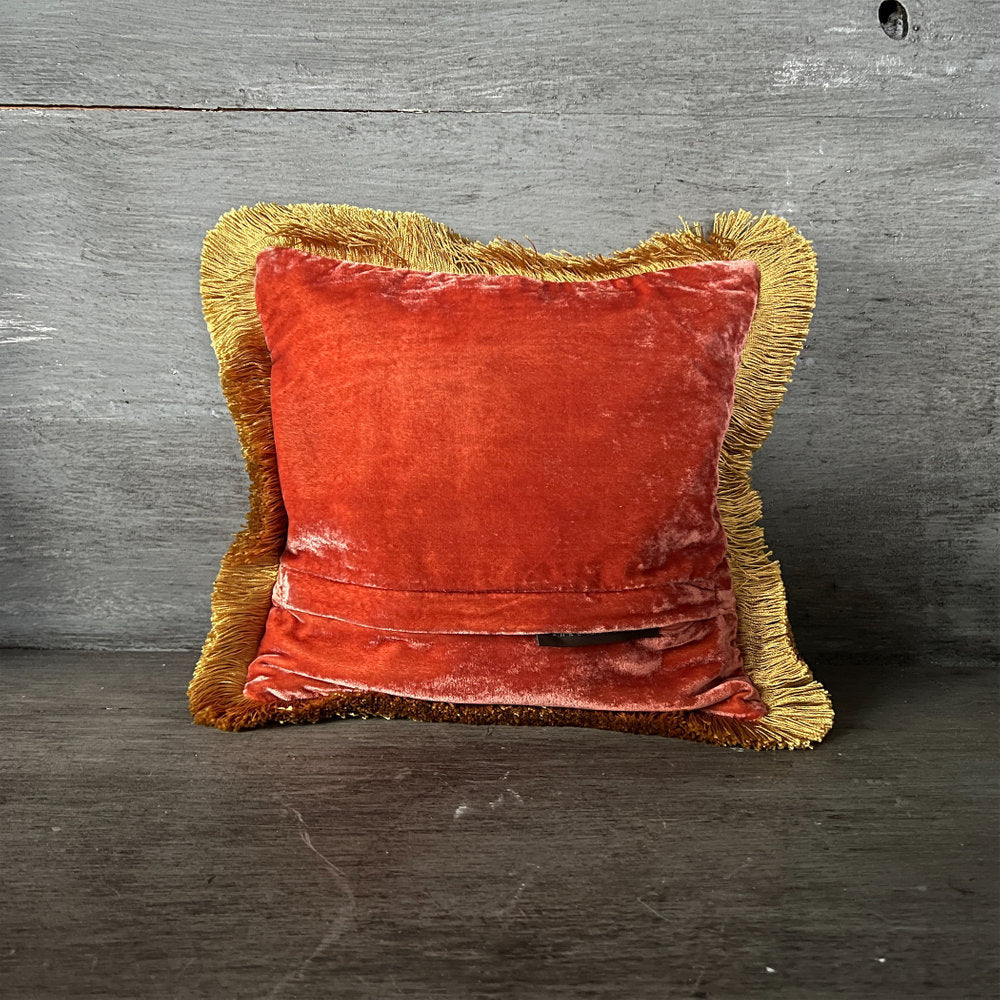 【Anke Drechsel】シルクベルベット クッションカバーPlain Gold Fringe Rose Bisque cushion 30x30