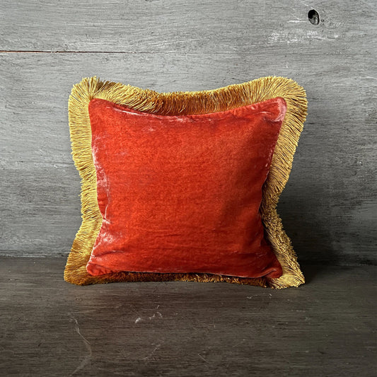 【Anke Drechsel】シルクベルベット クッションカバーPlain Gold Fringe Rose Bisque cushion 30x30