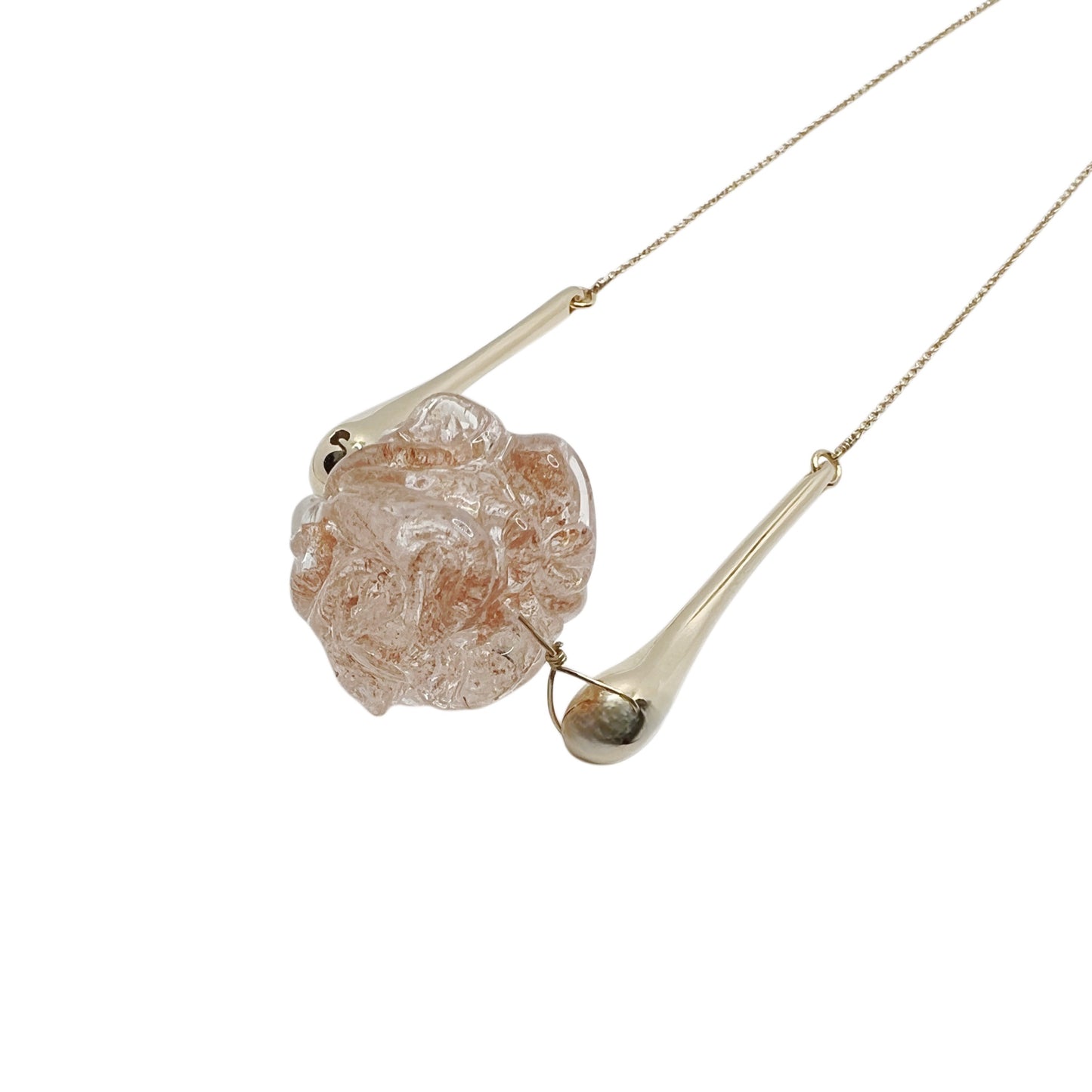 【helena rohner】softly wrinkled glass bead with gold plated bars necklace