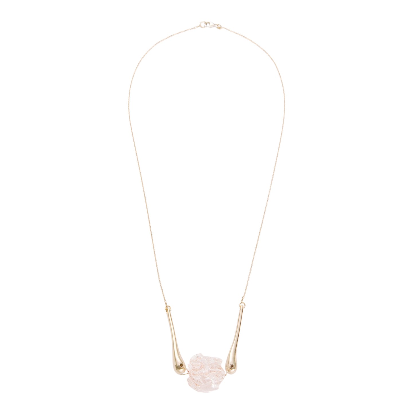 【helena rohner】softly wrinkled glass bead with gold plated bars necklace