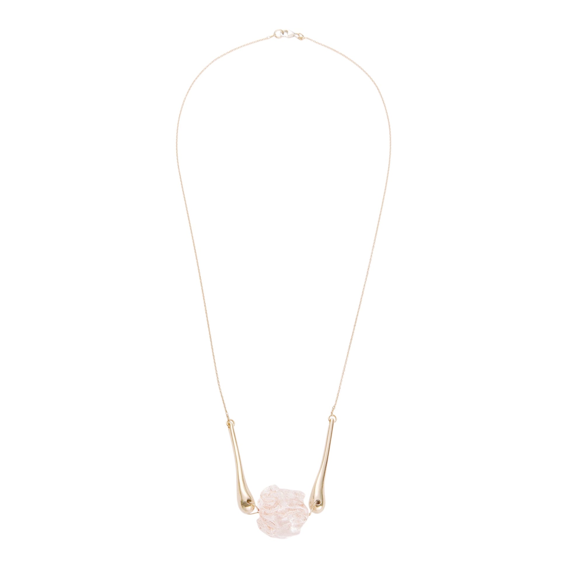 【helena rohner】softly wrinkled glass bead with gold plated bars necklace