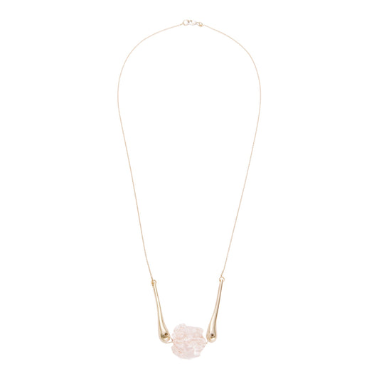 【helena rohner】softly wrinkled glass bead with gold plated bars necklace