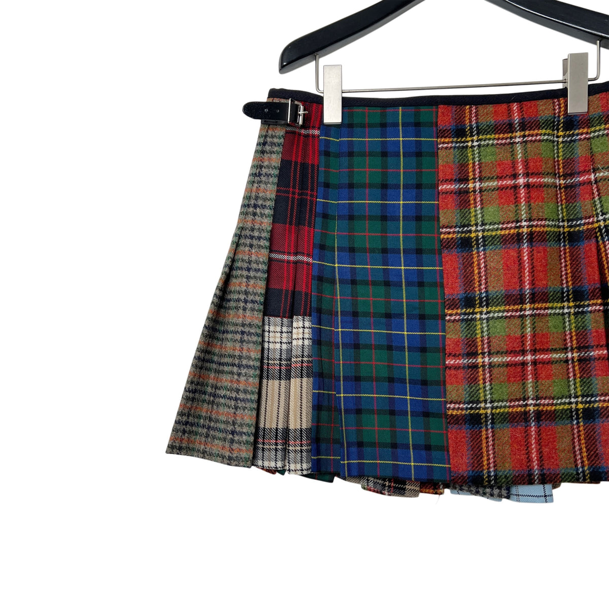 【LA FETICHE】Tartan Patchwork Mini Kilt With Punk Lace Up