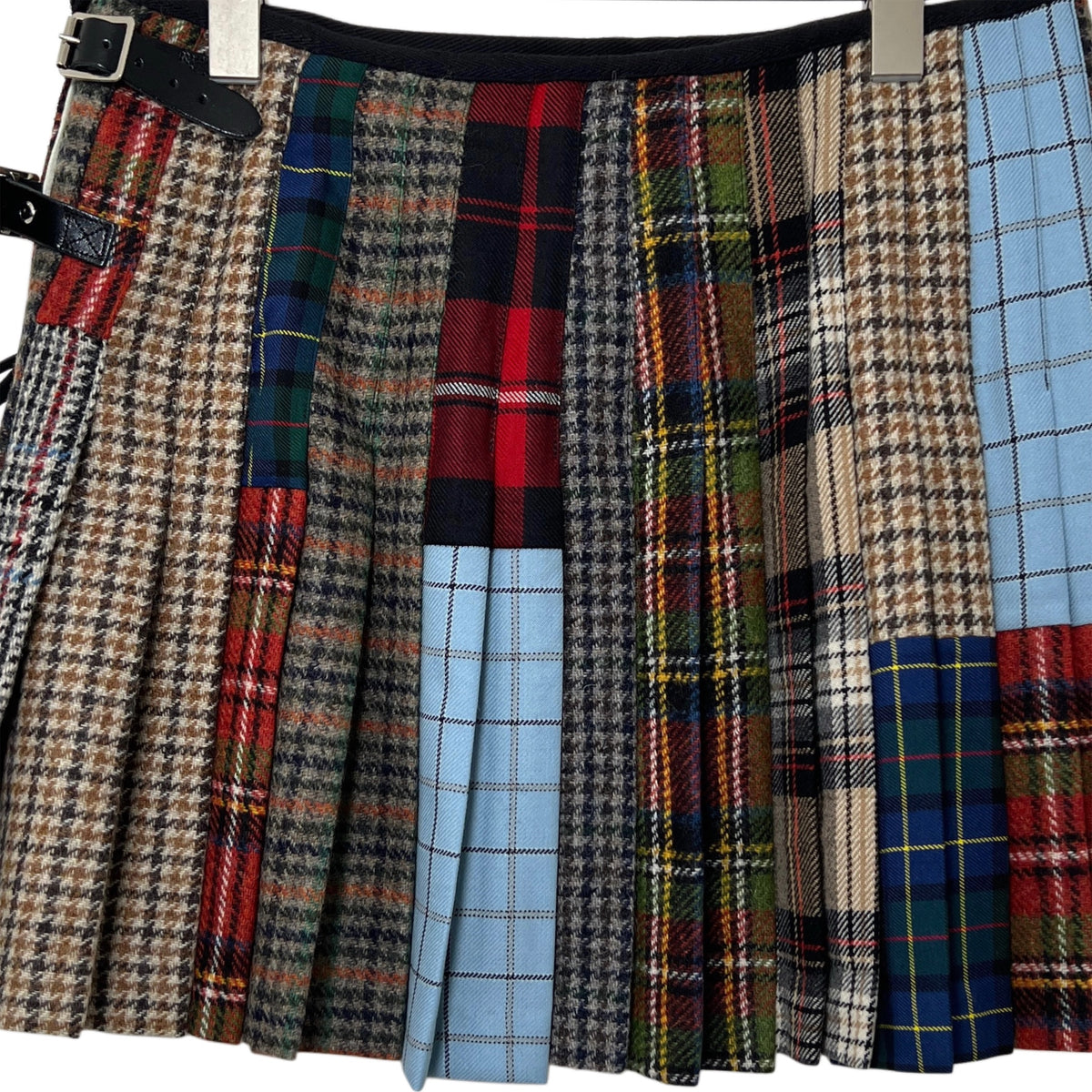 【LA FETICHE】Tartan Patchwork Mini Kilt With Punk Lace Up