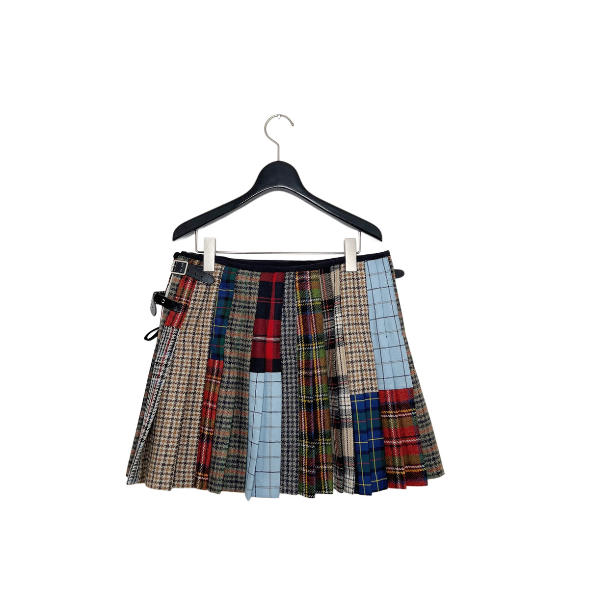 【LA FETICHE】Tartan Patchwork Mini Kilt With Punk Lace Up