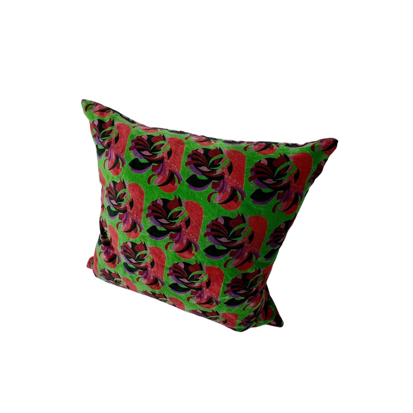 【Les Touristes】ベルベットクッションカバー velvet cushion square-green/coral