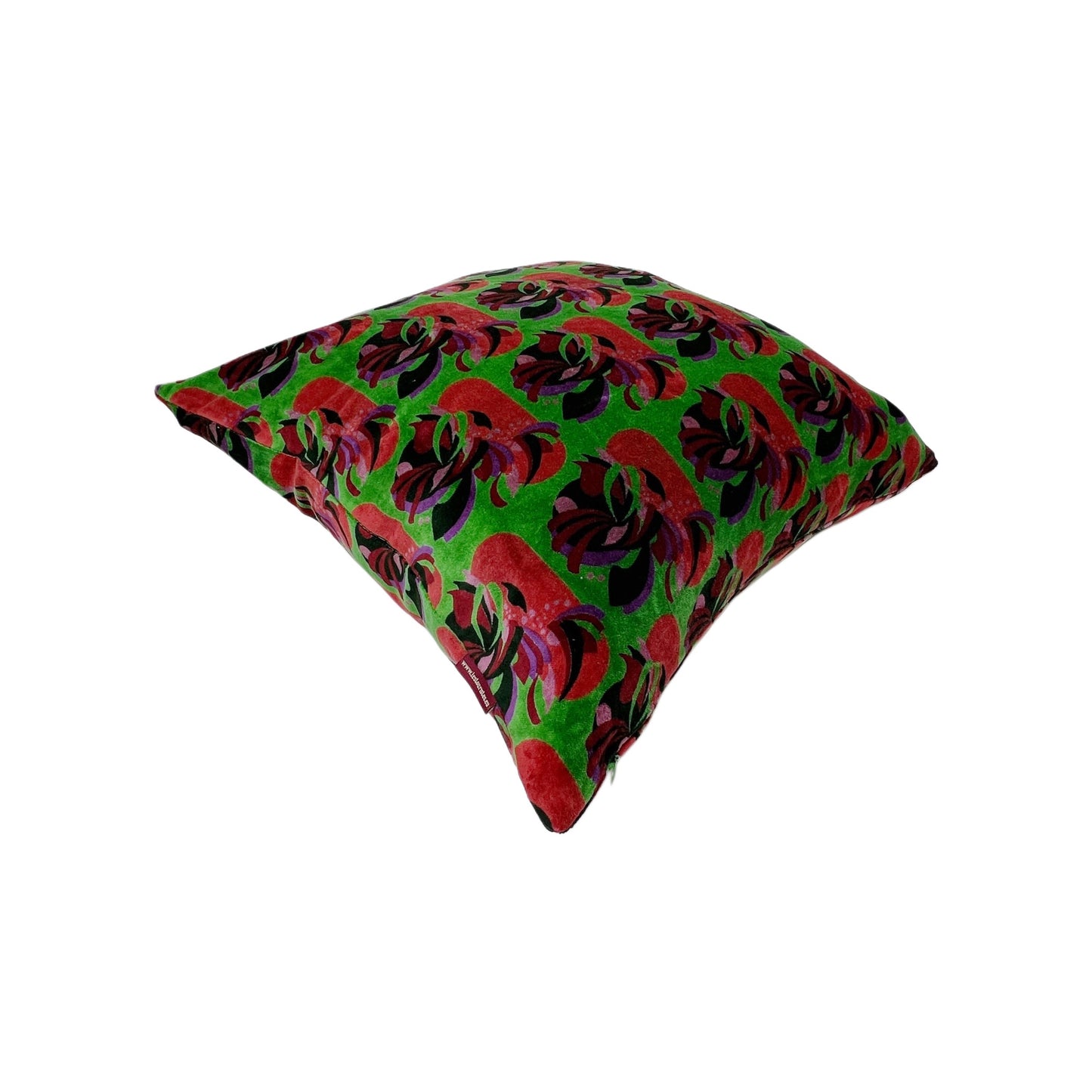 【Les Touristes】ベルベットクッションカバー velvet cushion square-green/coral