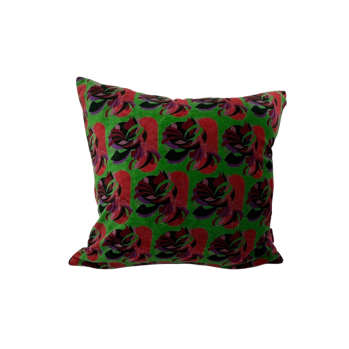 【Les Touristes】ベルベットクッションカバー velvet cushion square-green/coral