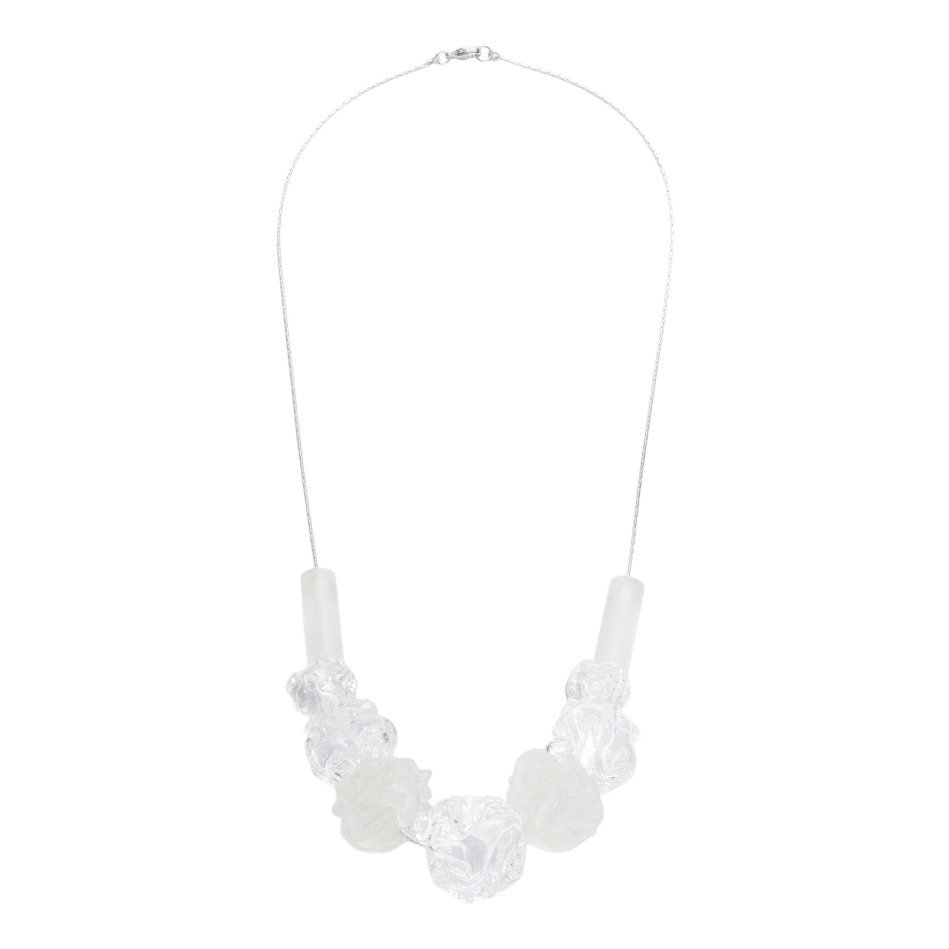 【helena rohner】glass and resin-3D beads necklace with silver chain