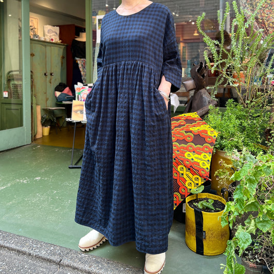 【H+ HANNOH WESSEL】Dress Dominique_Navy/Black Chrck15/17C