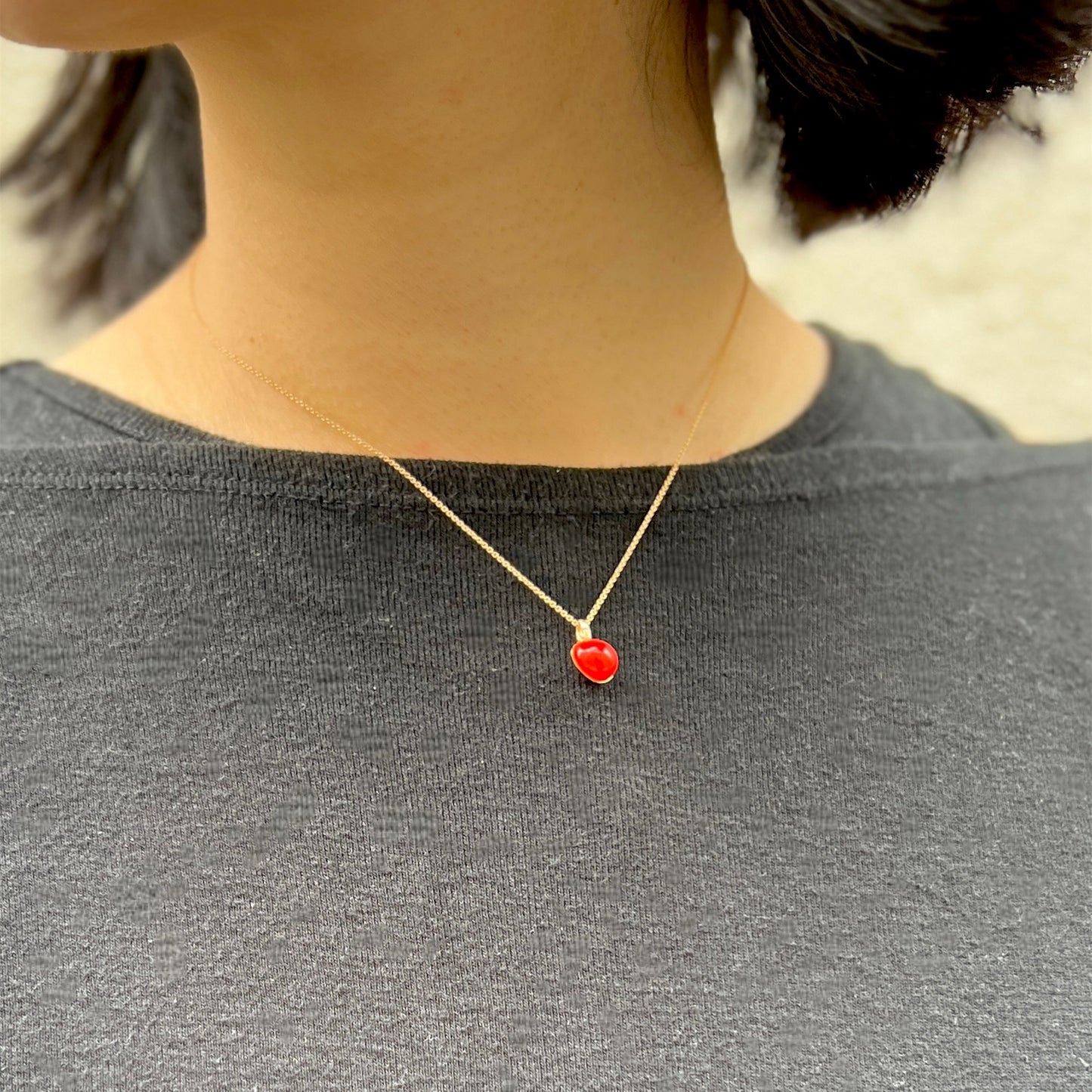 【Helena Rohner】tiny ceramic egg gold plated brass pendant_harissa