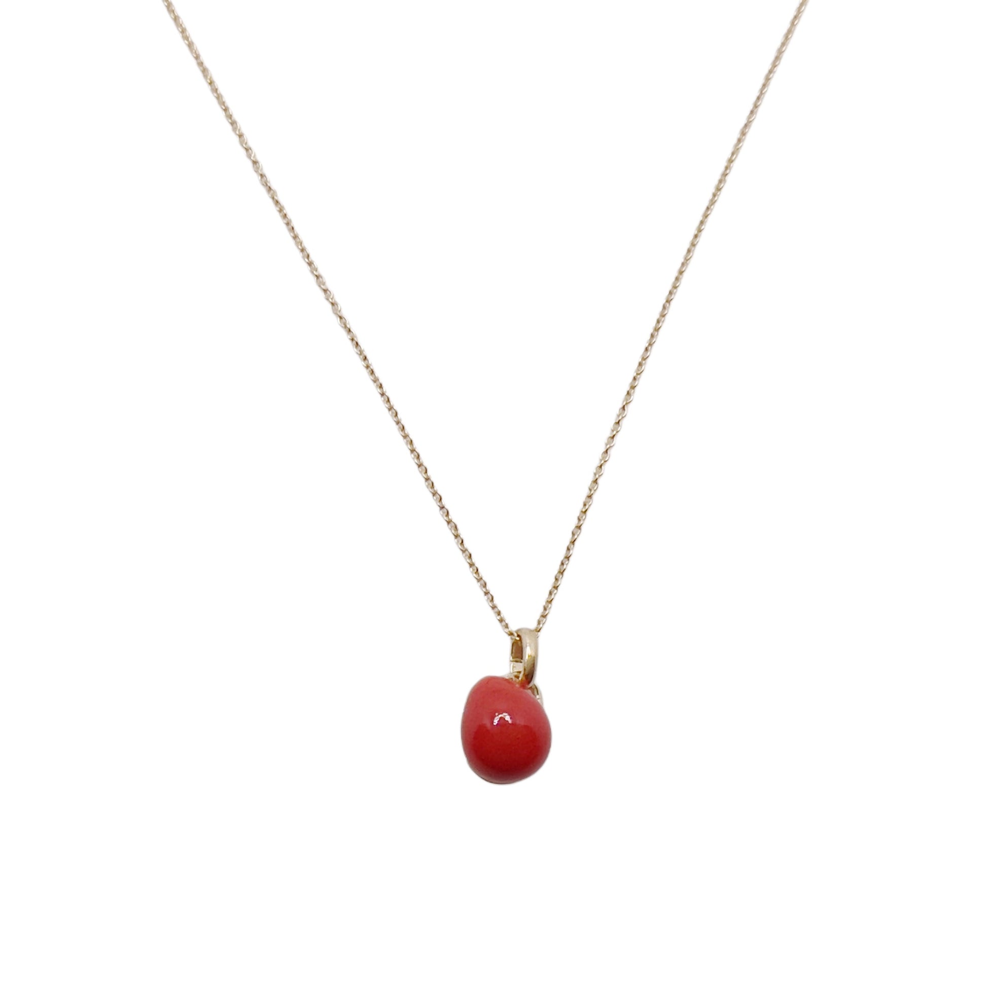 【Helena Rohner】tiny ceramic egg gold plated brass pendant_harissa
