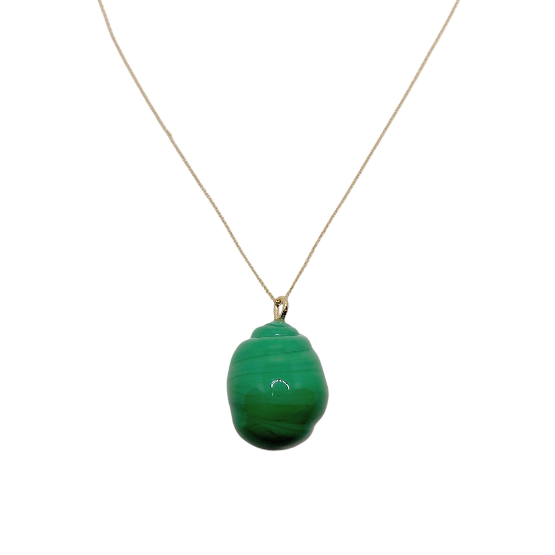 【Helena Rohner】large glass drop pendant with gold plated brass chain