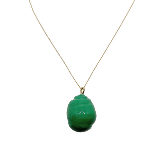 【Helena Rohner】large glass drop pendant with gold plated brass chain