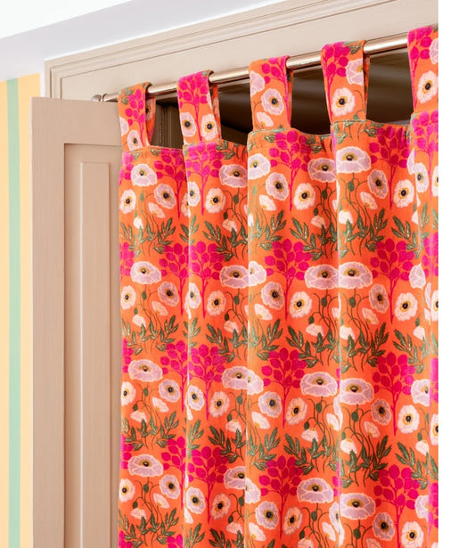 【Les Touristes】Velvet curtain_poppy-orange