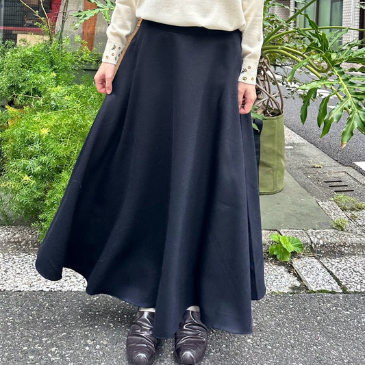 【Mii Collection】Plain Woven Superfine Wool Flanel Skirt #117