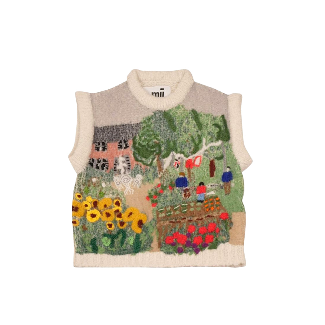【Mii Collection】Printed Hand Embroidered Sleeveless Sweater #02