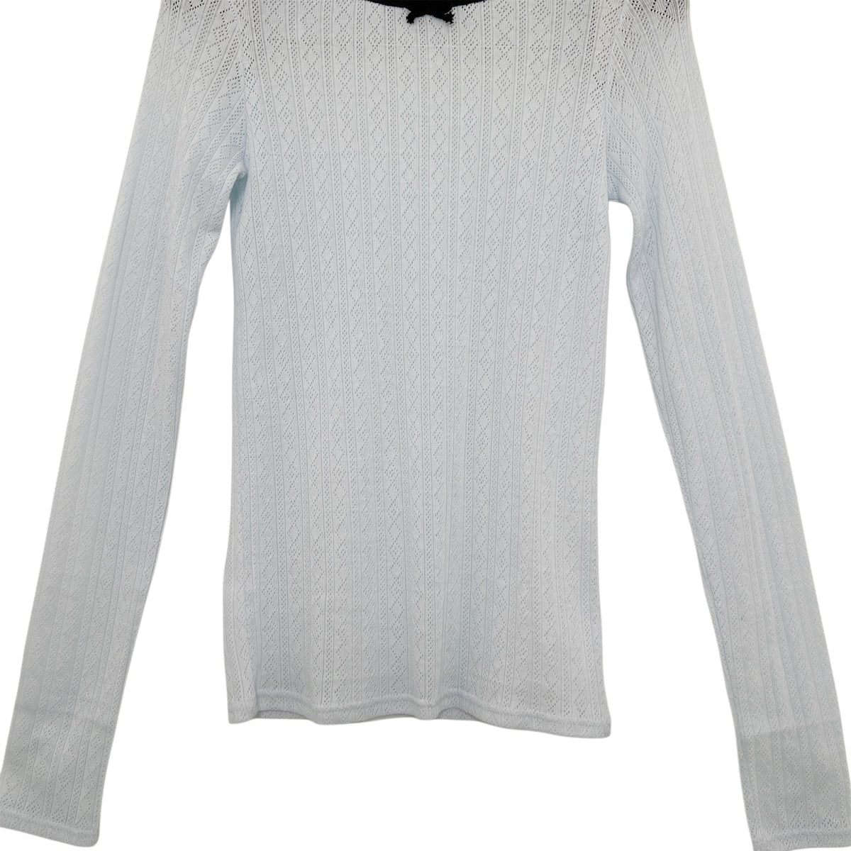 【LA FETICHE】Fine Weight Pointelle Top With Contrast Collar Neckline
