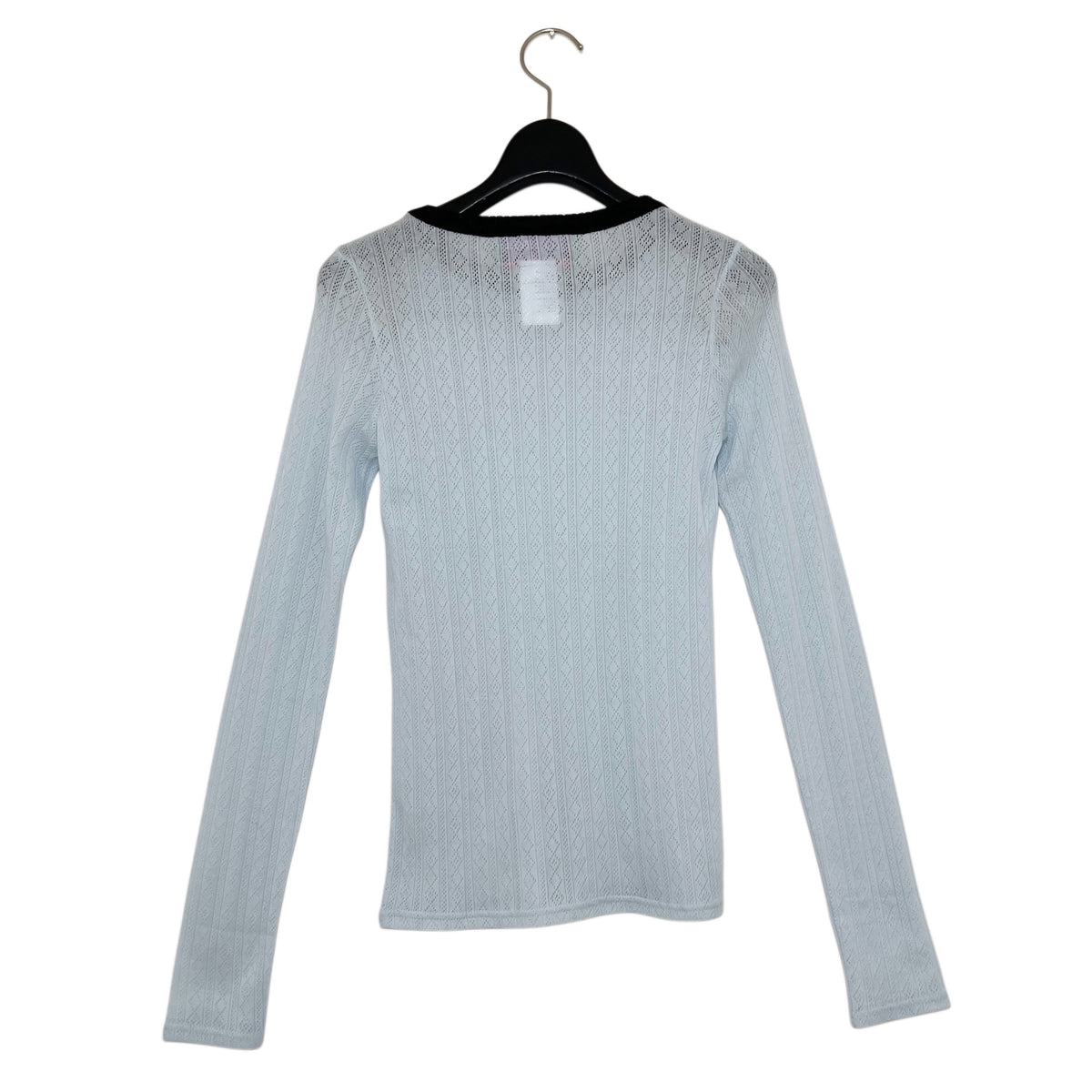 【LA FETICHE】Fine Weight Pointelle Top With Contrast Collar Neckline