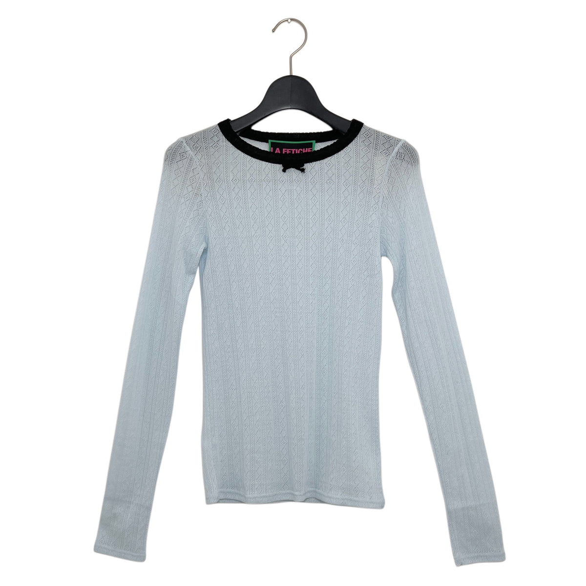 【LA FETICHE】Fine Weight Pointelle Top With Contrast Collar Neckline