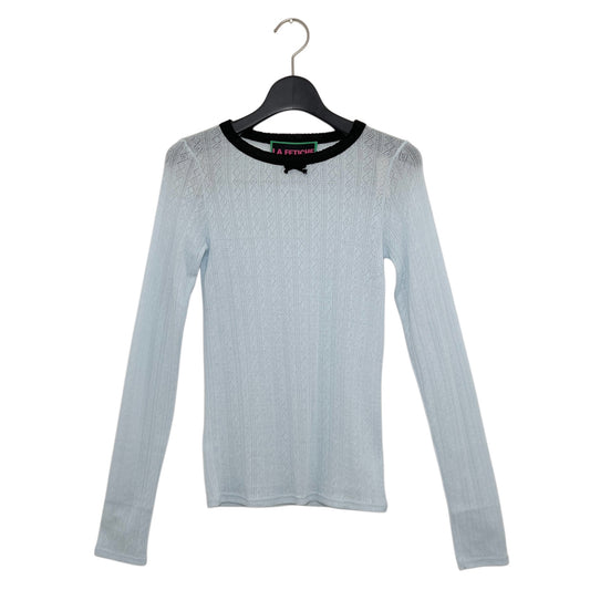 【LA FETICHE】Fine Weight Pointelle Top With Contrast Collar Neckline