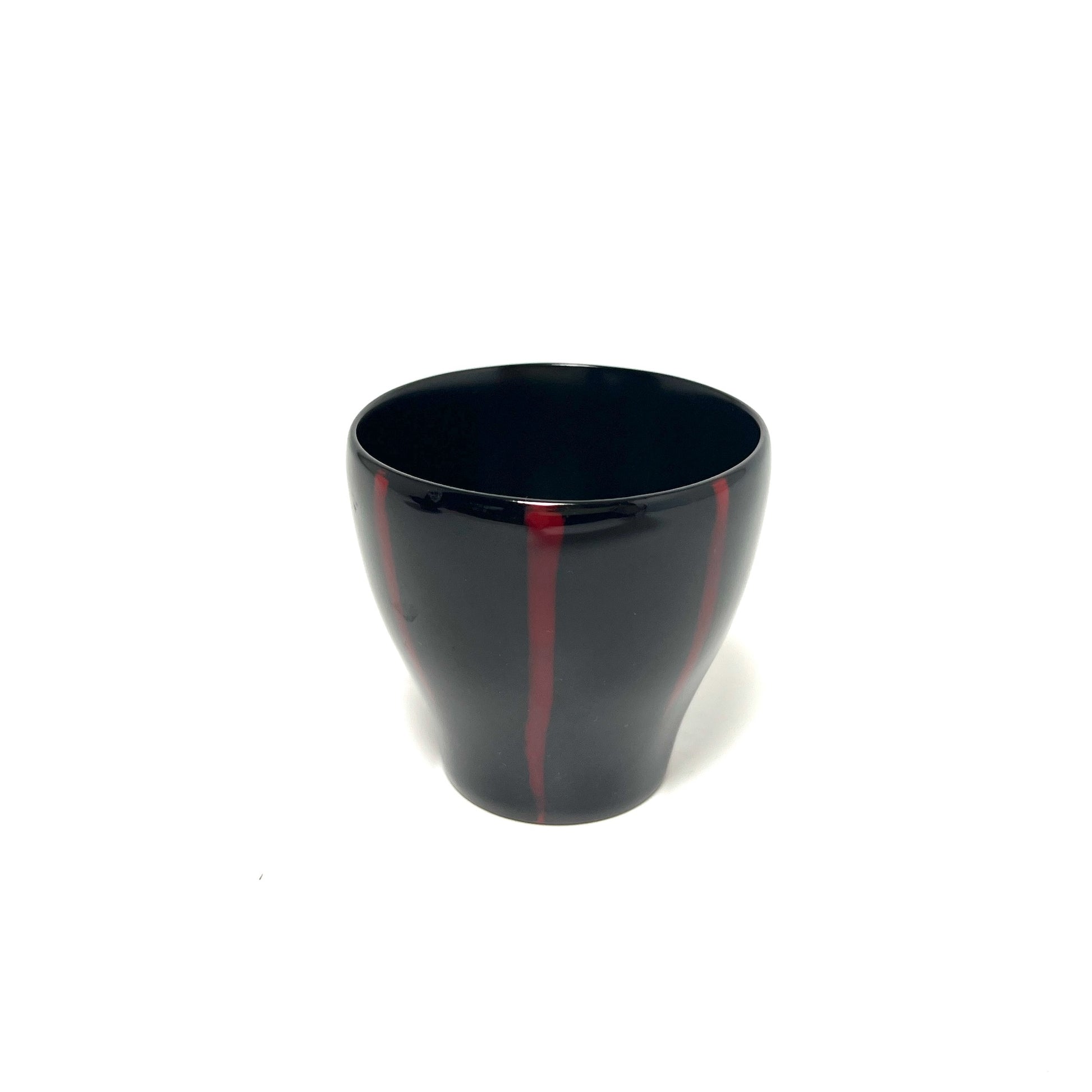 【塗師屋いち松】ぐい呑み_縞黒