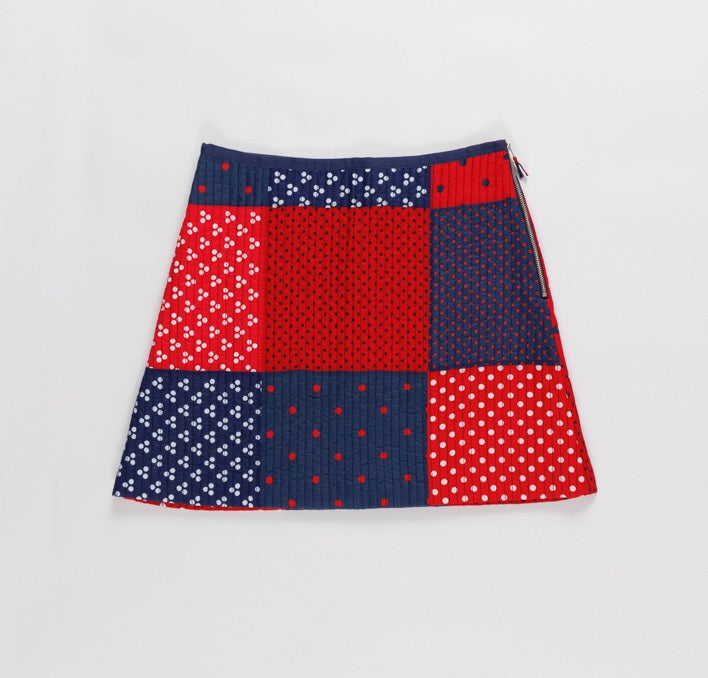 【LA FETICHE】quilted patchwork mini skirt