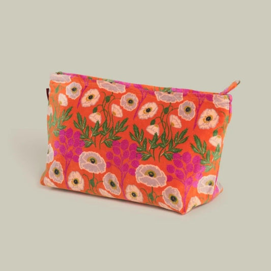 【Les Touristes】Velvet Wash Bag XL pouch_poppy-orange