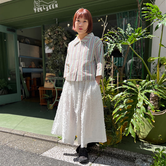 【Mii Collection】ホワイトフラワースカート