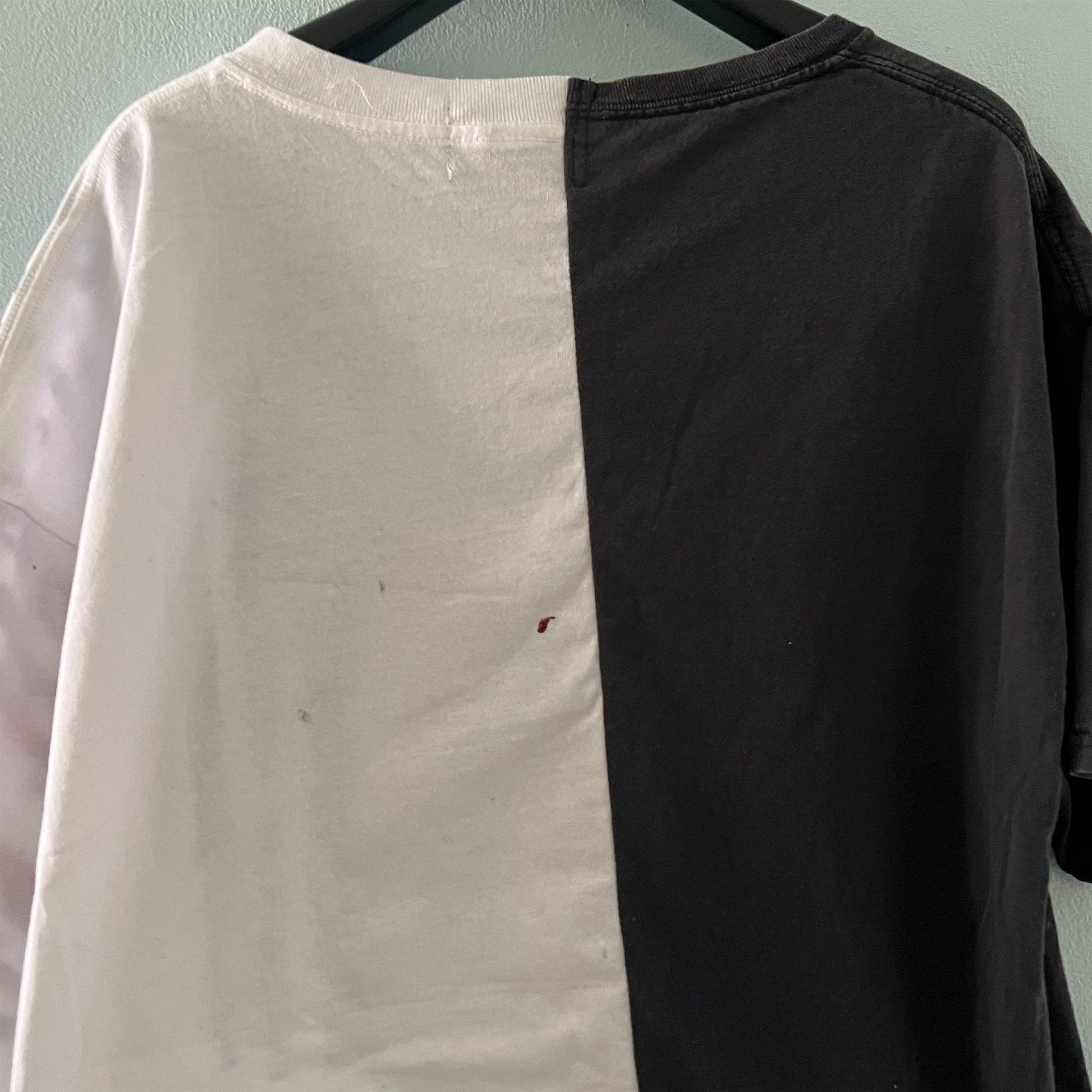 【nisai】古着解体再構築のストライプと水玉のTシャツ R004