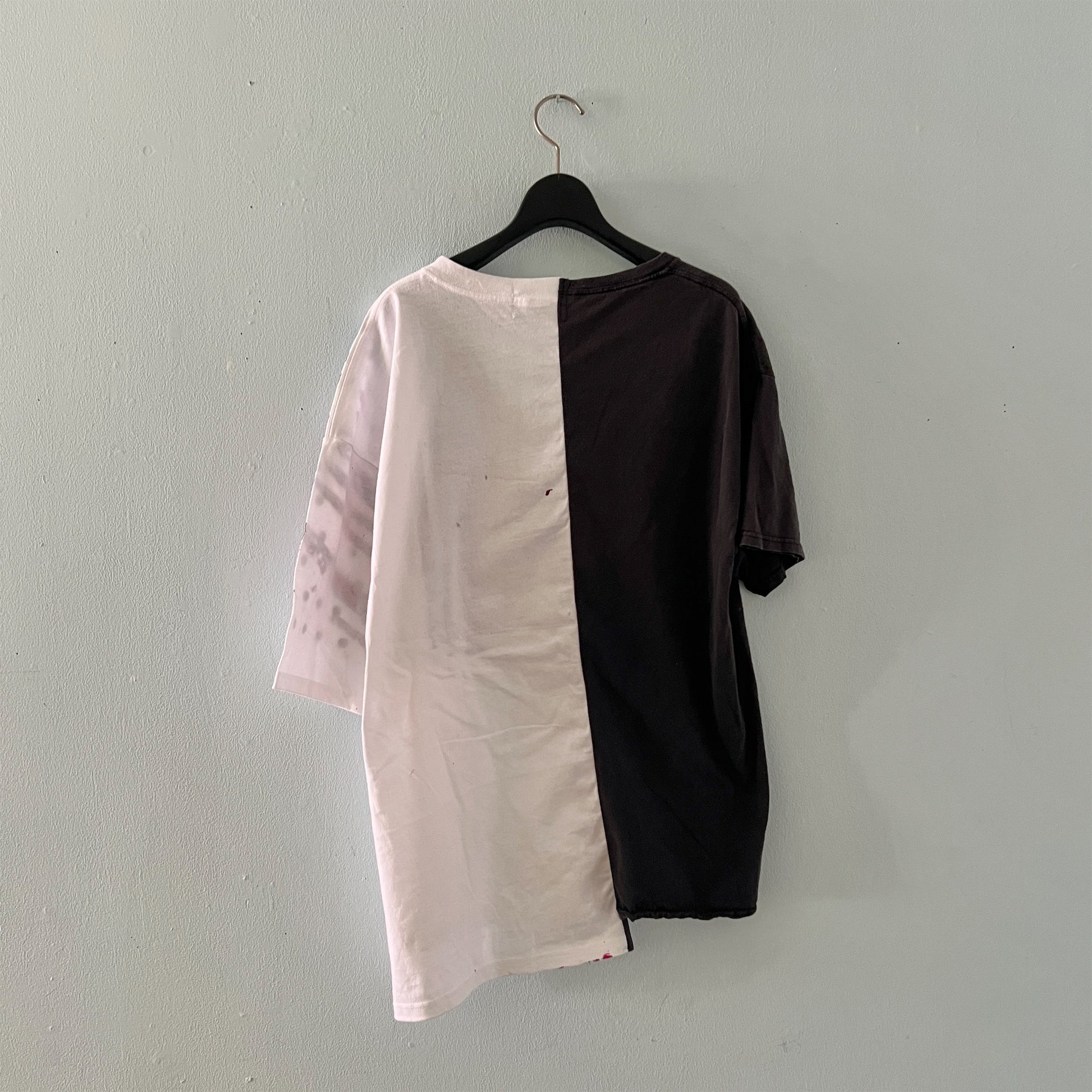 【nisai】古着解体再構築のストライプと水玉のTシャツ R004