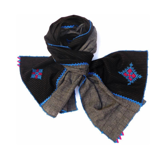 【Leo Atlante】NEDNESS Scarf_black blue edge