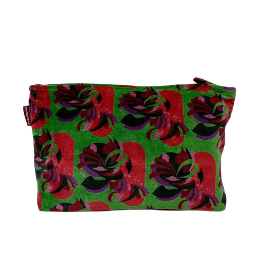 【Les Touristes】ベルベットポーチ velvet washbag-green/coral