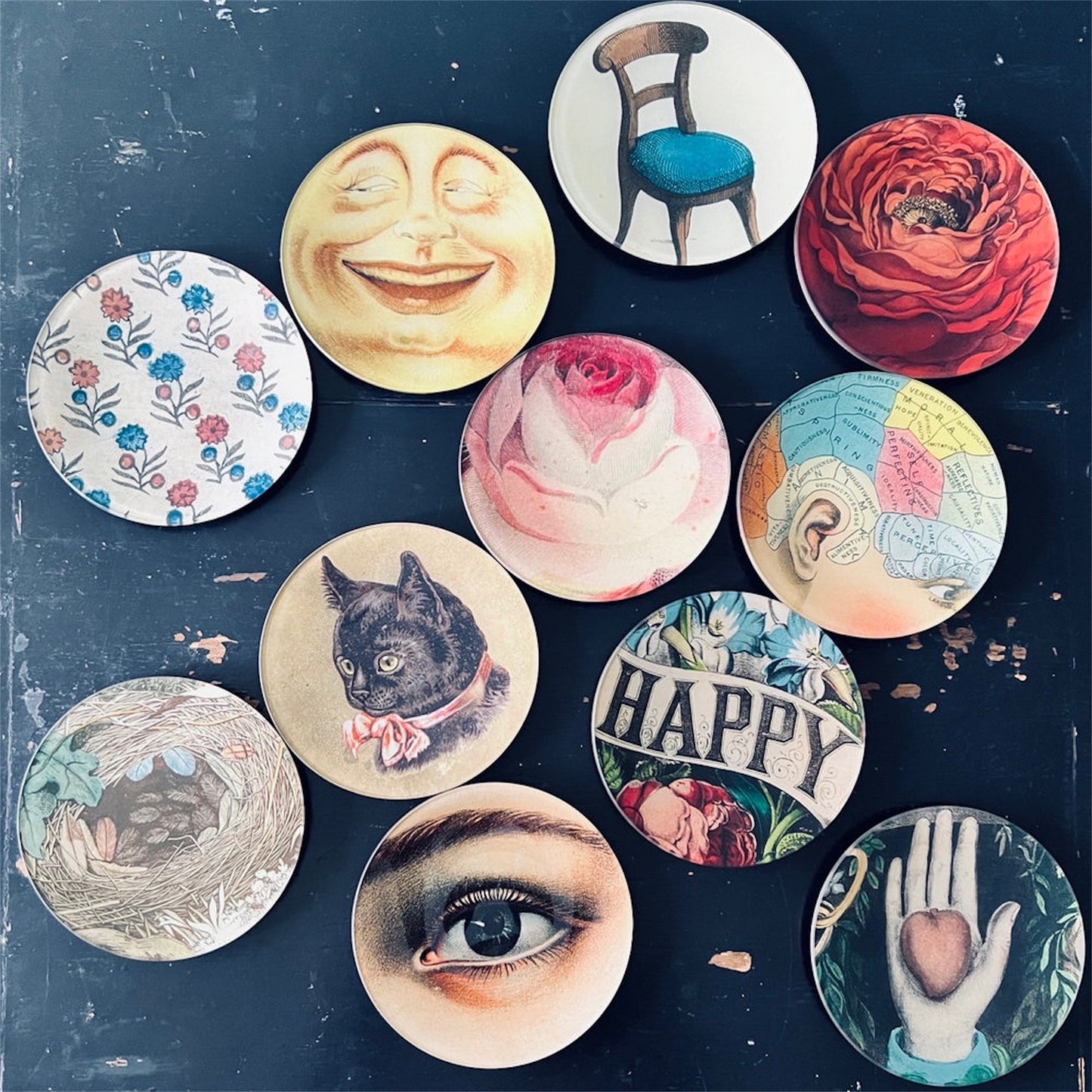 【JOHN DERIAN】デコパージュプレート Happy_5R