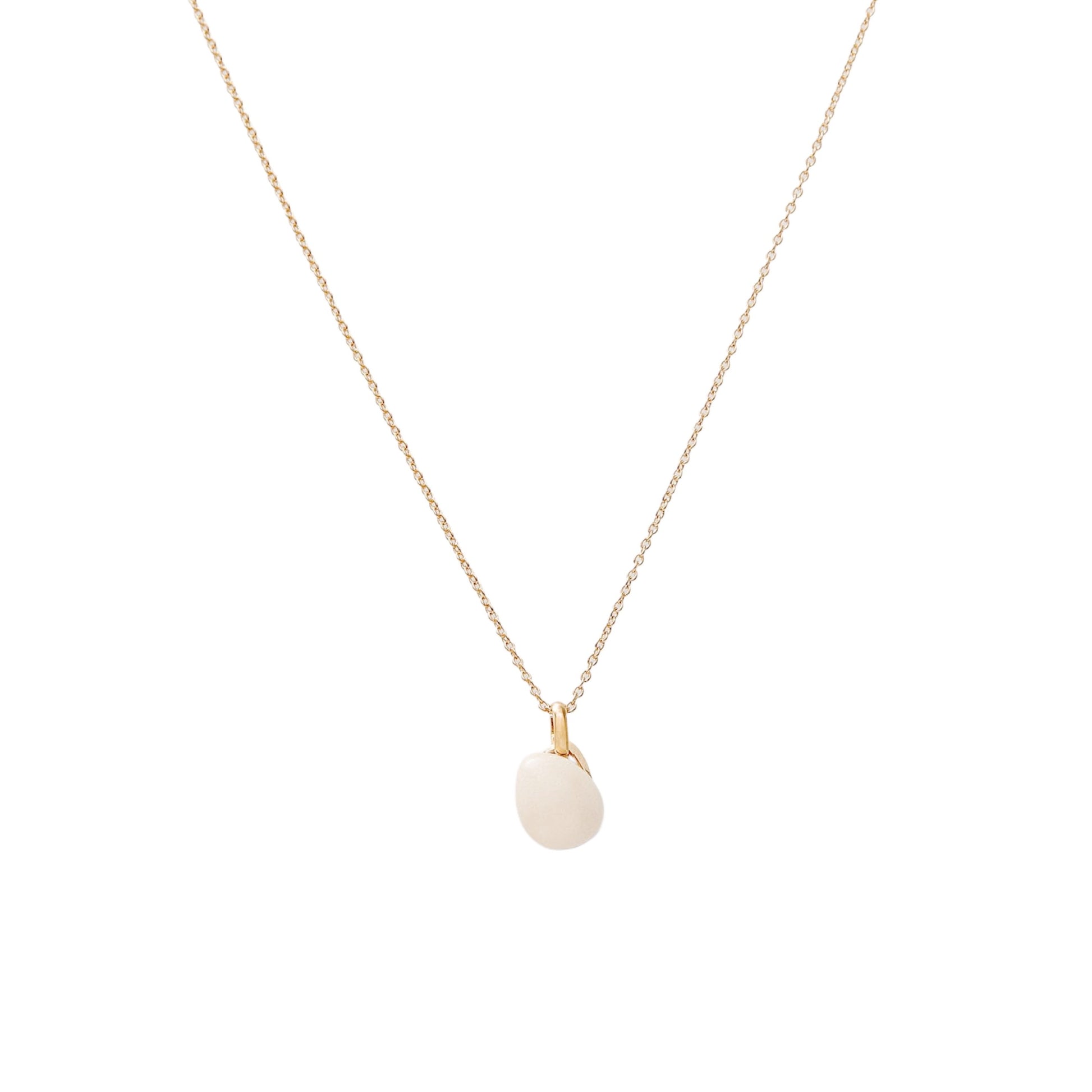 【Helena Rohner】tiny ceramic egg gold plated brass pendant_ecru