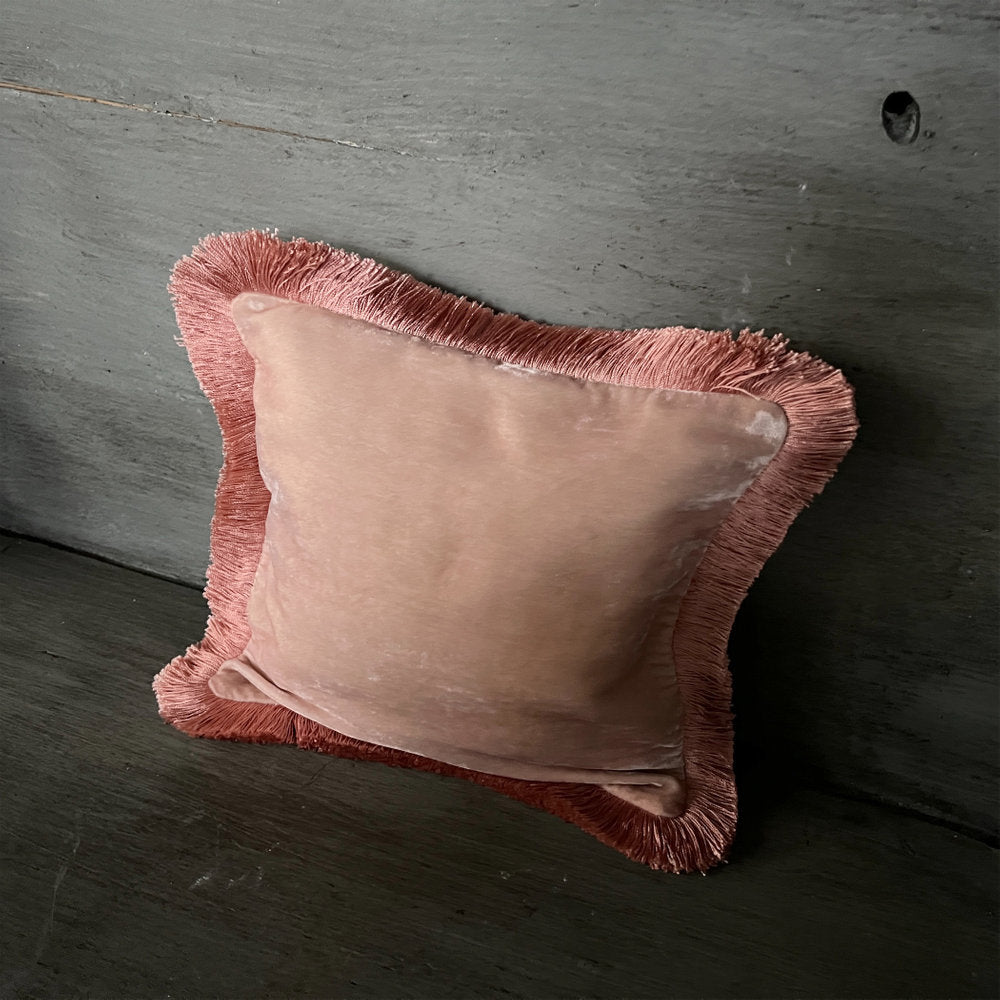 【Anke Drechsel】シルクベルベット クッションカバーPlain Peach Rose Fringe Orchid cushion 30x30