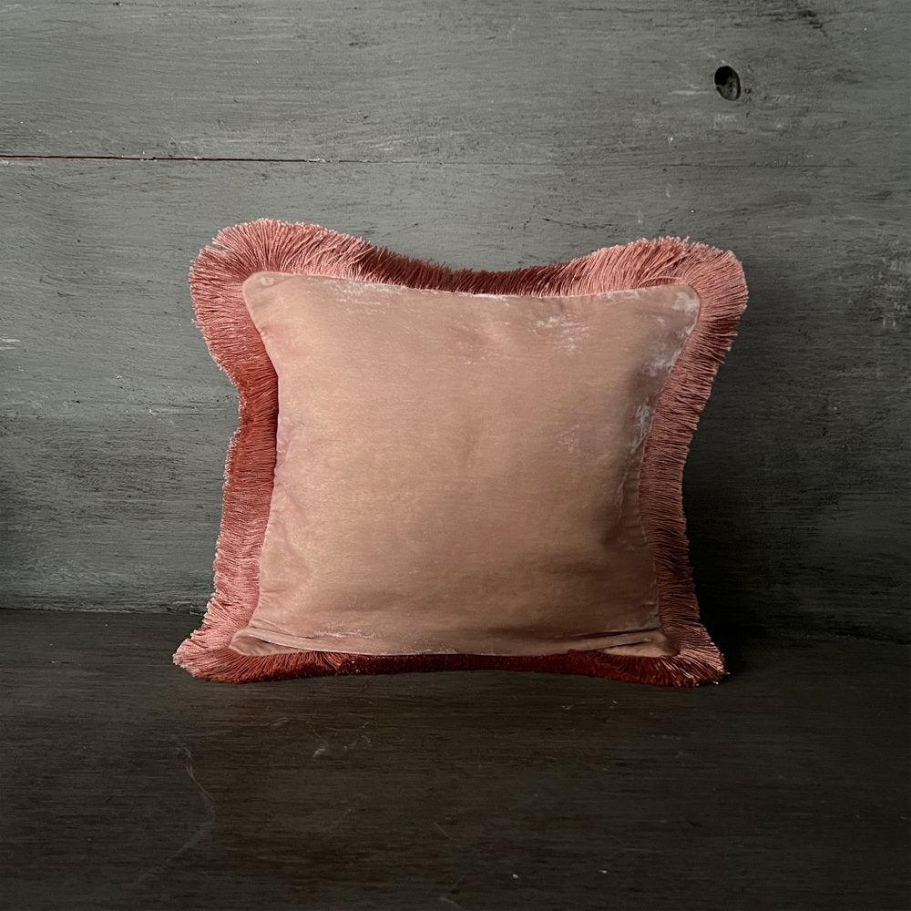 【Anke Drechsel】シルクベルベット クッションカバーPlain Peach Rose Fringe Orchid cushion 30x30