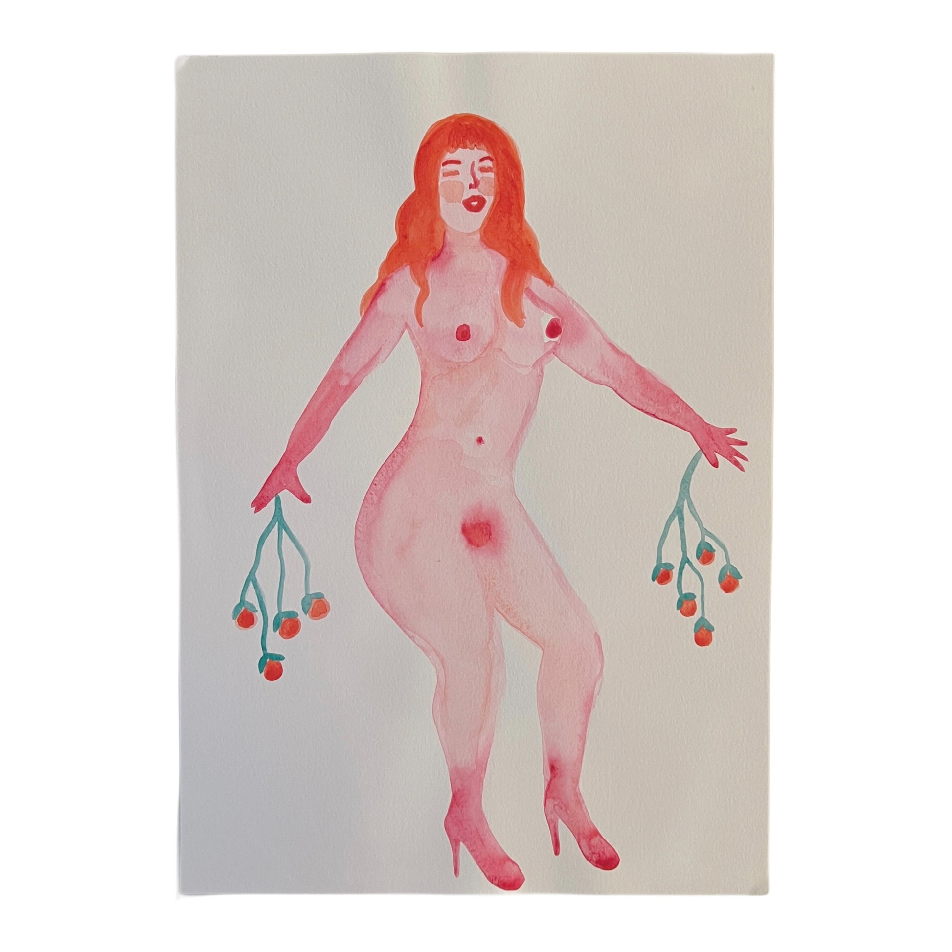 【Cathy Burghi 】両手に赤い実の枝持つ全身