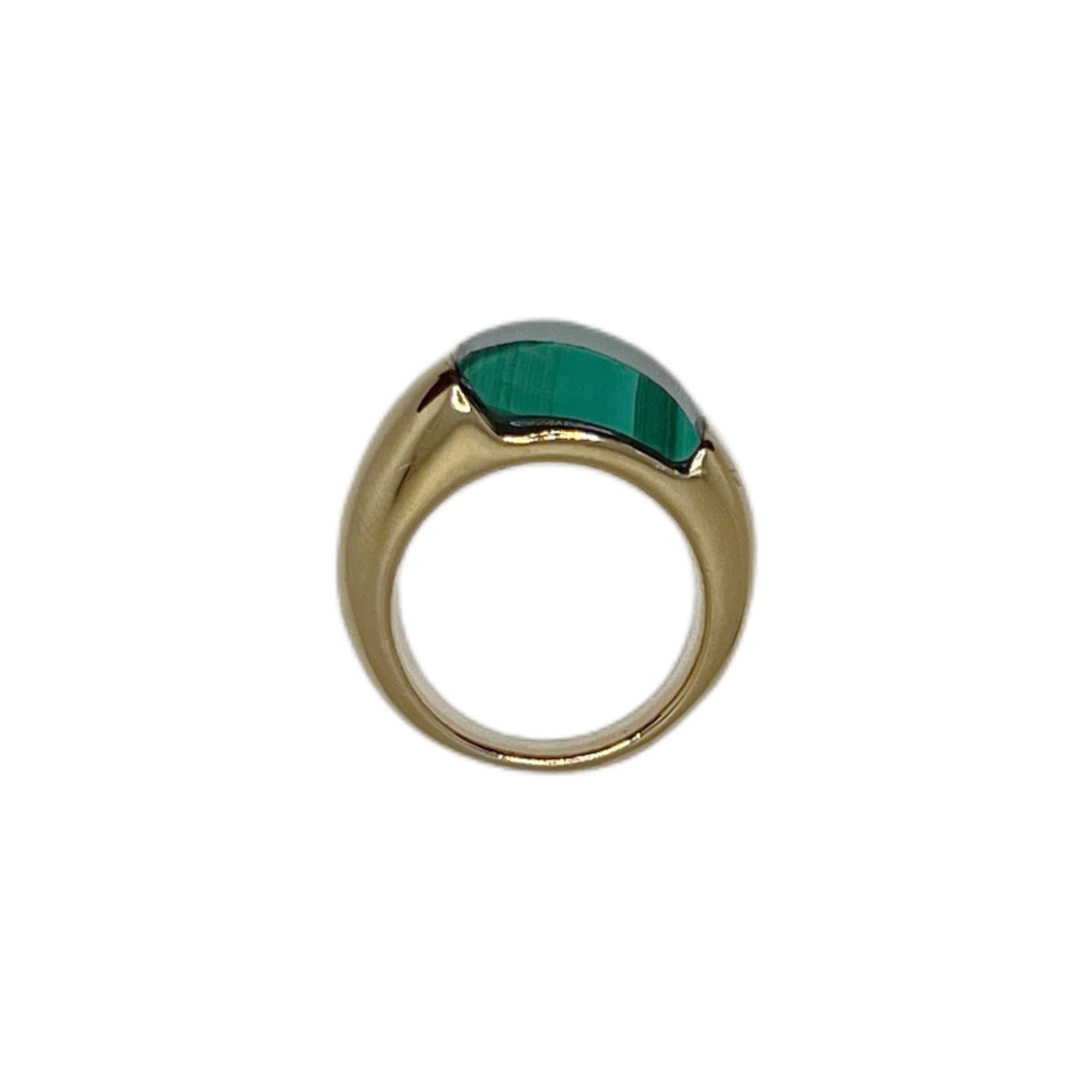【Helena Rohner】round gold plated brass ring with malachite