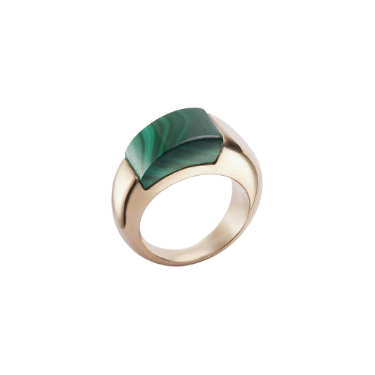 【Helena Rohner】round gold plated brass ring with malachite