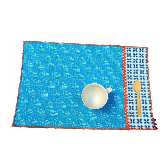 【Leo Atlante】刺繍パッチワークランチョンマット turquoise