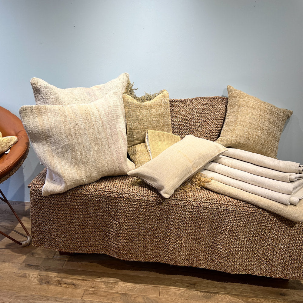 フランス製　ヴィンテージ生地　大きいクッション(103cm x 130cm) COTE Pierre】ヴィンテージファブリック クッションカバー 70×23