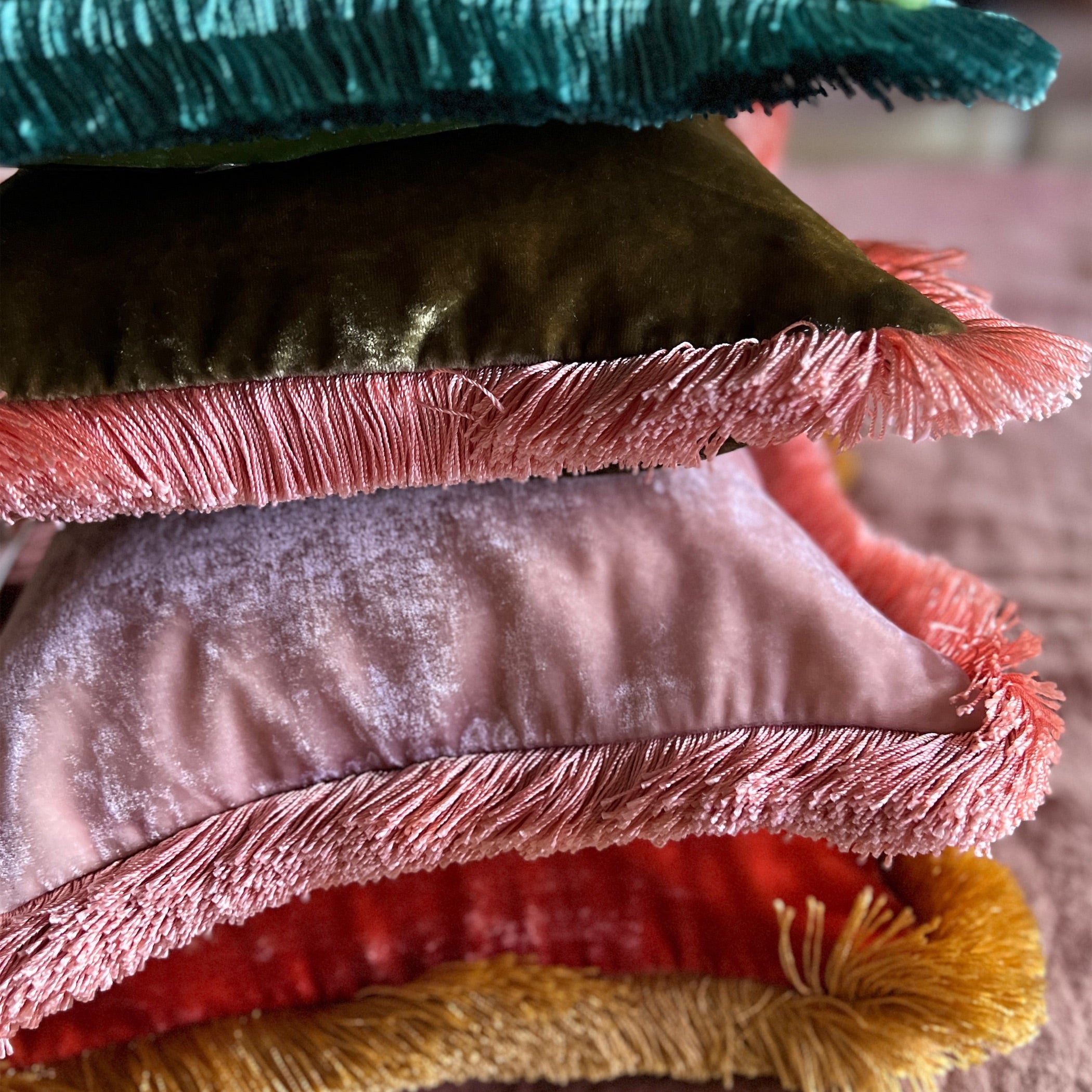 Anke Drechsel】シルクベルベットクッションカバー Emerald Air Blue