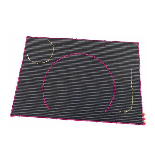 【Leo Atlante】Placemat_dark brown,pink edge