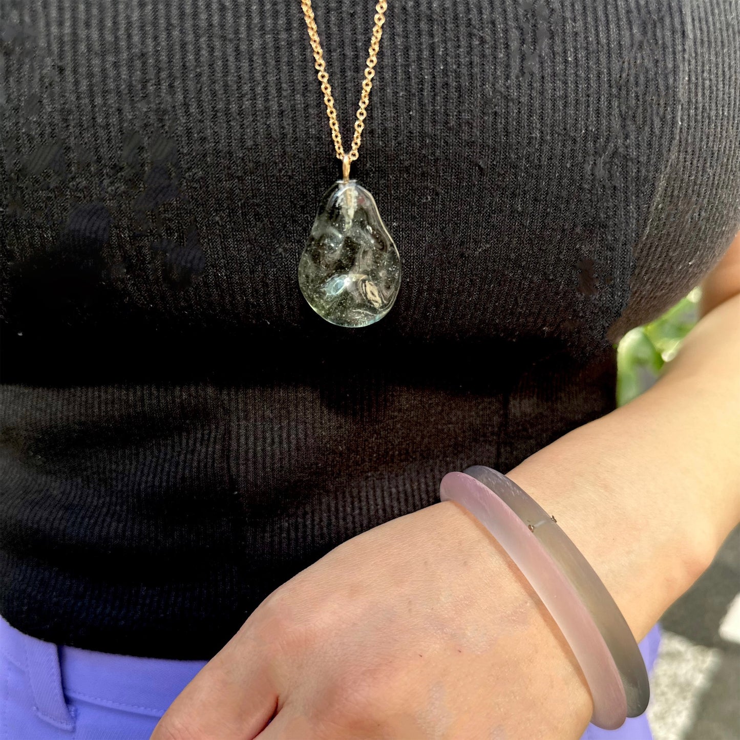 【helena rohner】flat glass pendant on gold plated brass chain