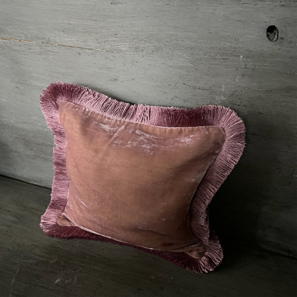 【Anke Drechsel】シルクベルベット クッションカバーPlain Vintage Plum Fringe Vintage Plum cushion 30x30