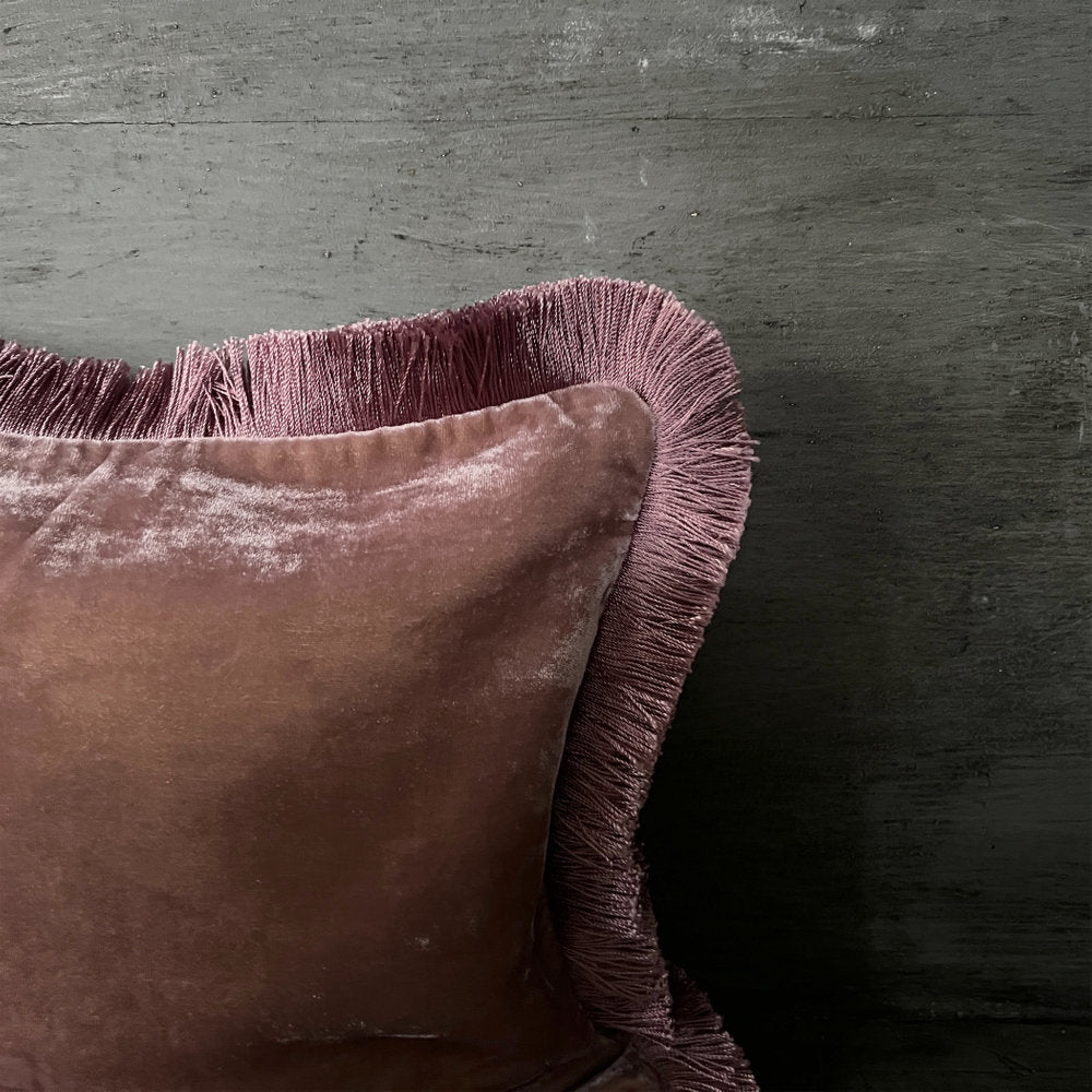 【Anke Drechsel】シルクベルベット クッションカバーPlain Vintage Plum Fringe Vintage Plum cushion 30x30